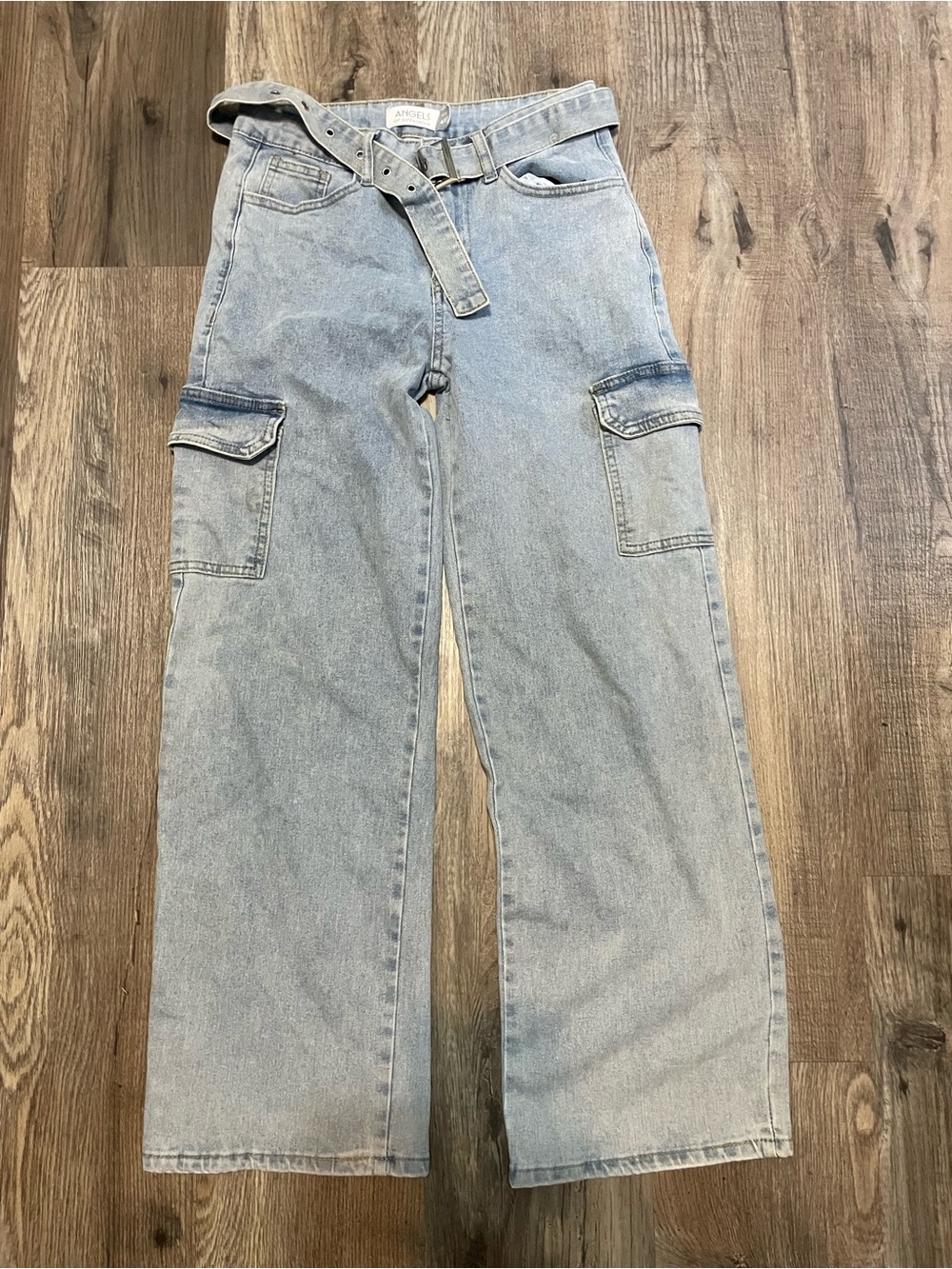 Angels women light blue Relaxed Cargo Jeans with Belt